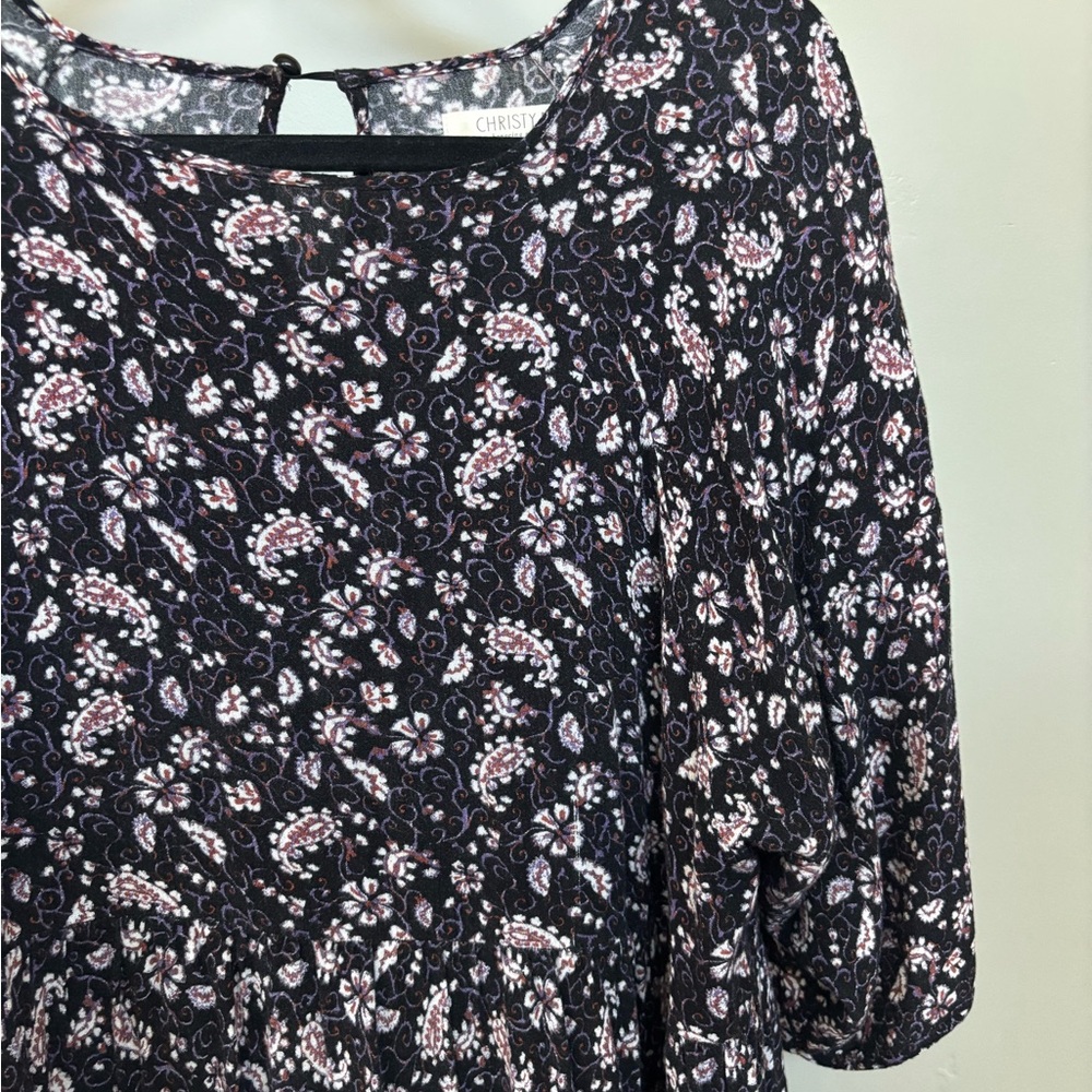 Christy Dawn Black and White Floral Midi Dress
